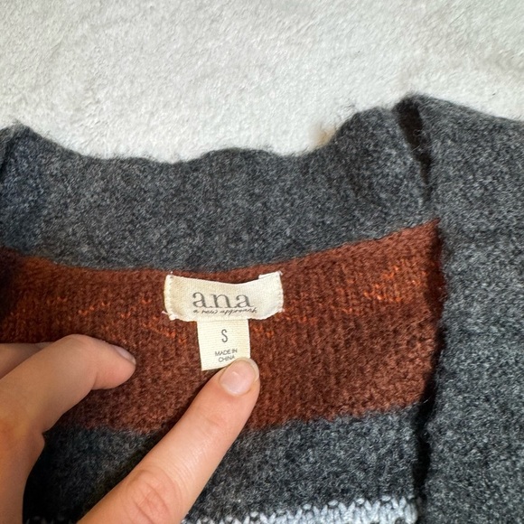 Striped Cardigan Sweater - Gray, Blue, Brown - Picture 4 of 5